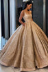 Gold Beading Sequins Floor Length Prom Dress MOS06
